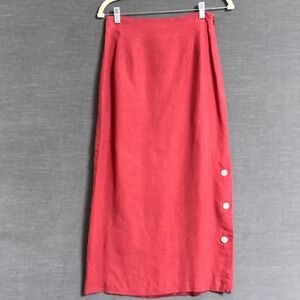 Vintage Laura Ashley Skirt S‎ Pink Linen Midi Pencil Classic Preppy 90s y2k Work